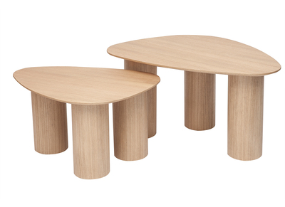 Design-Beistelltische aus hellem Holz (2er-Set) FOLEEN