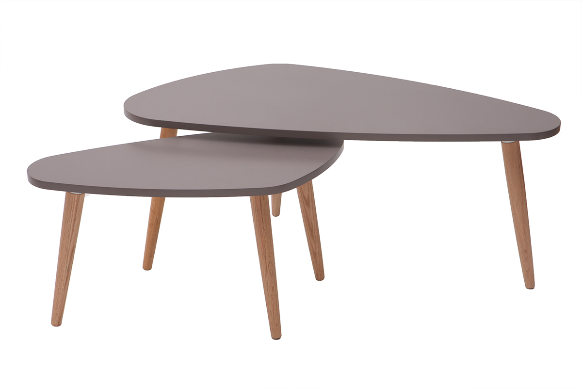 Design-Beistelltische Hellgrau und Naturholz ARTIK