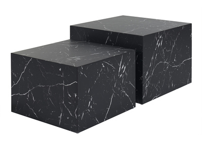 Design-Beistelltische mit Marmor-Effekt in Schwarz (2er-Set) CALLA