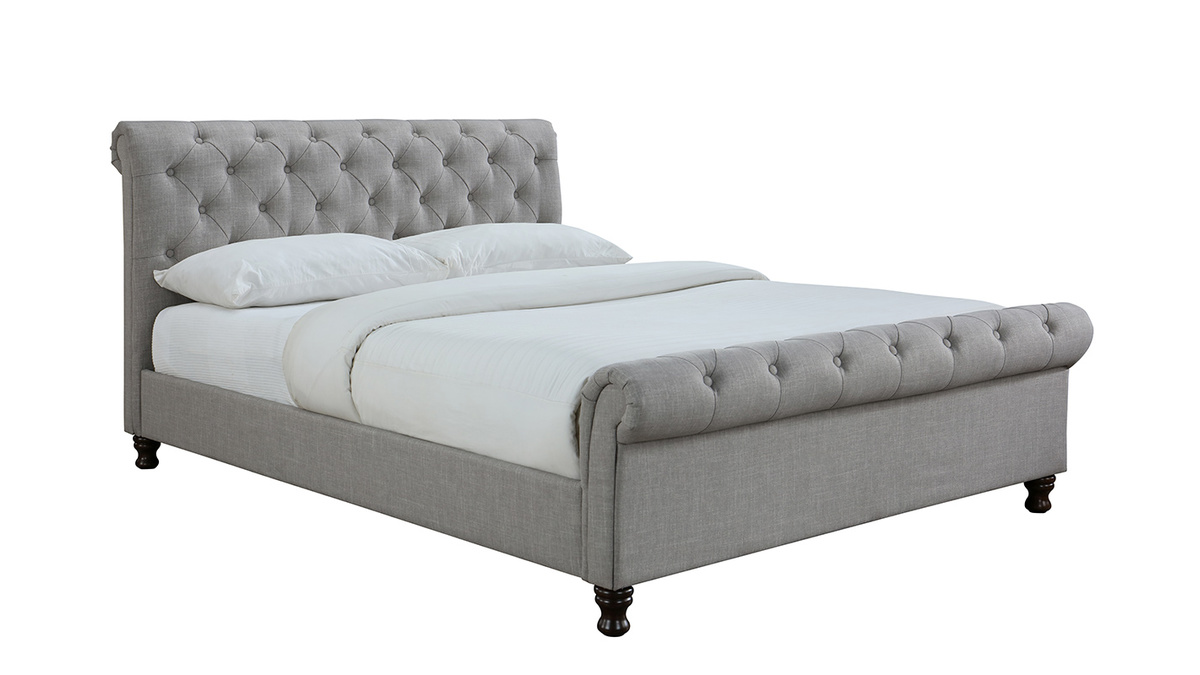 Design-Bett 2 Personen 160 cm x 200 cm Samt Grau RILEY