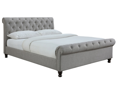 Design-Bett 2 Personen 160 cm x 200 cm Samt Grau RILEY