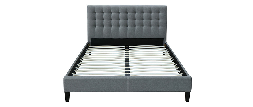Design-Bett gepolstert Stoff Hellgrau 160 x 200 cm DANAE