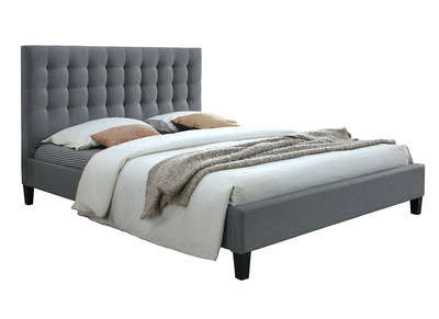 Design-Bett gepolstert Stoff Hellgrau 160 x 200 cm DANAE