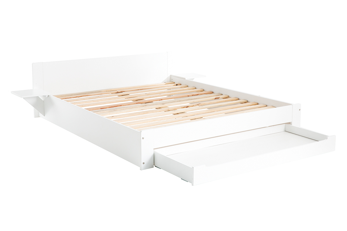 Design-Bett mit Stauraum und Nachttischen wei 160x200 cm LORIS