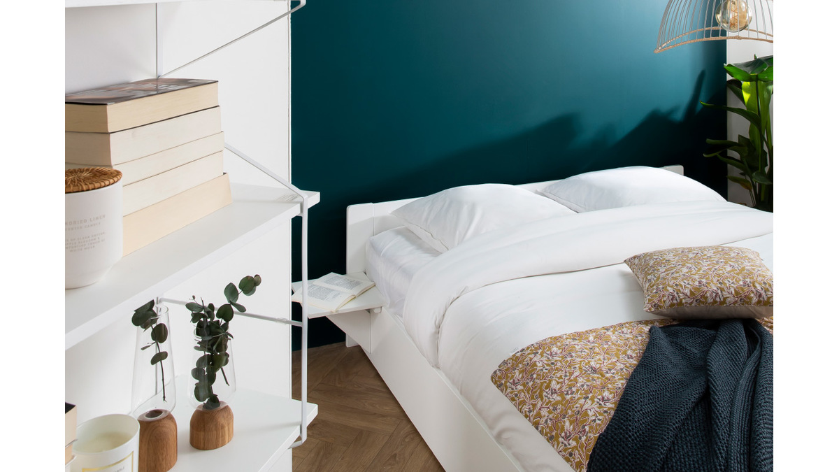 Design-Bett mit Stauraum und Nachttischen wei 160x200 cm LORIS