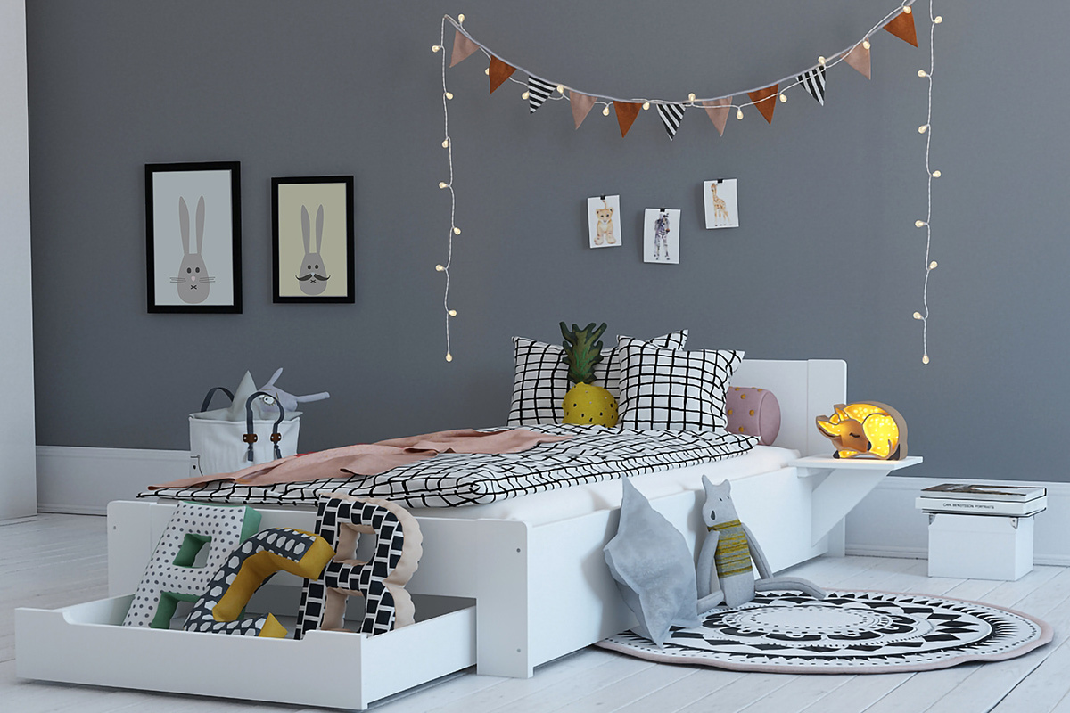 Design-Bett Wei� 1 Person 90 x 190 LORIS