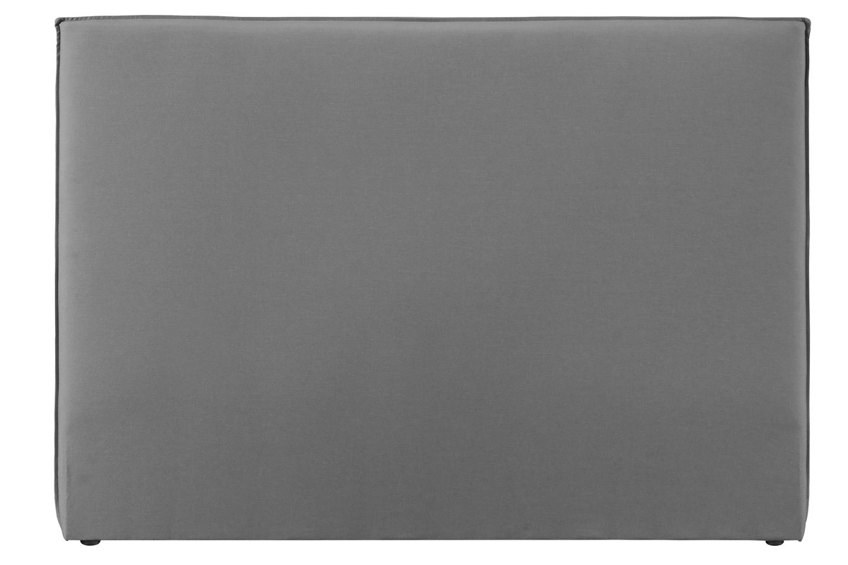 Design-Bettkopfteil 156 aus hellgrauem Stoff ATHENA