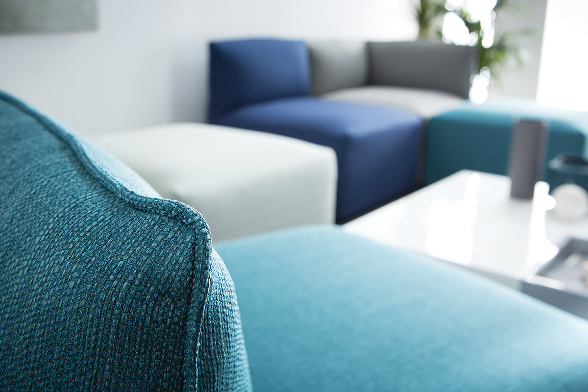 Design-Bettsessel Stoff Blaugrn MODULO
