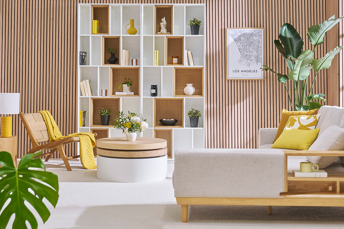 Design-Bcherregal anpassbar Wei und Eiche JAZZ