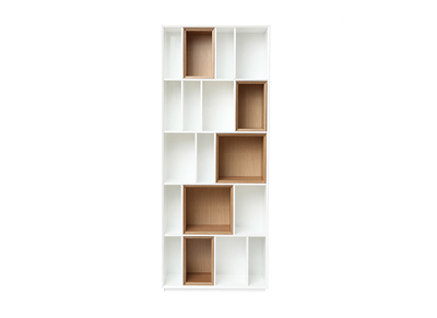 Design-Bücherregal anpassbar Weiß und Eiche JAZZ