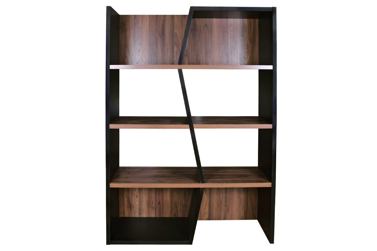 Design-Bcherregal dunkles Holz und schwarz SAGAN