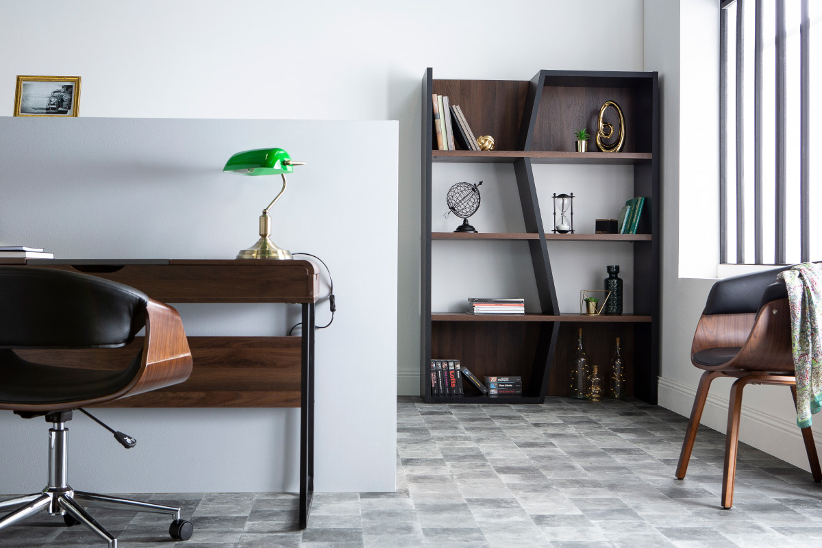 Design-Bcherregal dunkles Holz und schwarz SAGAN