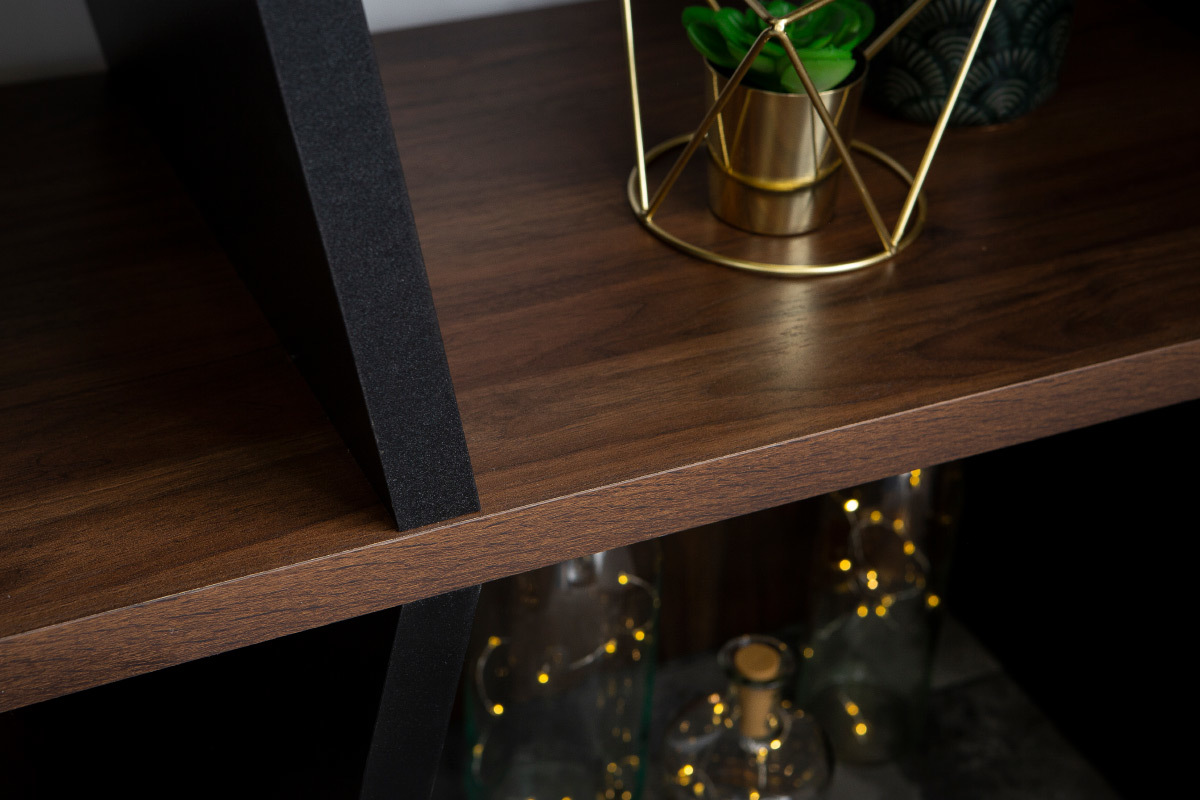 Design-Bcherregal dunkles Holz und schwarz SAGAN