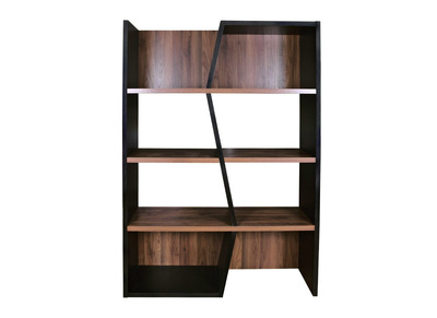Design-B&uuml;cherregal dunkles Holz und schwarz SAGAN