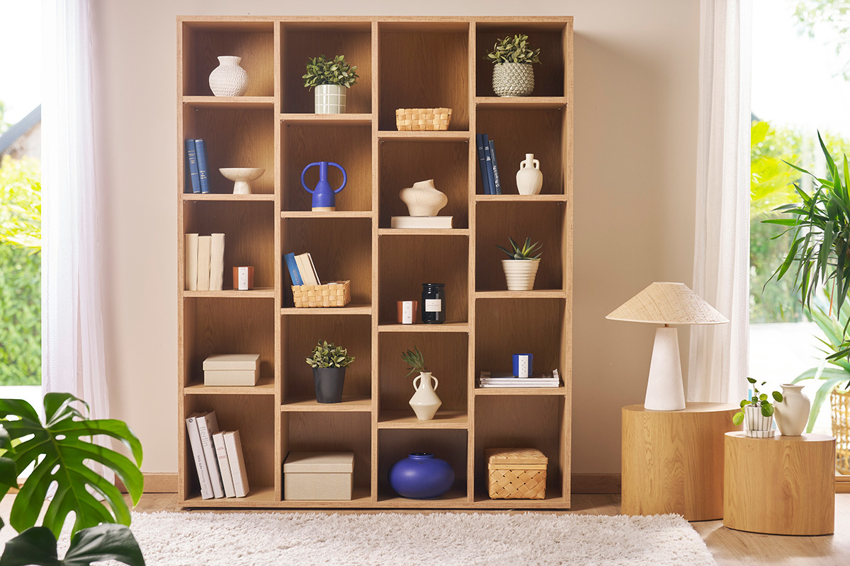 Design-Bcherregal Holz eichefarben RYTHM