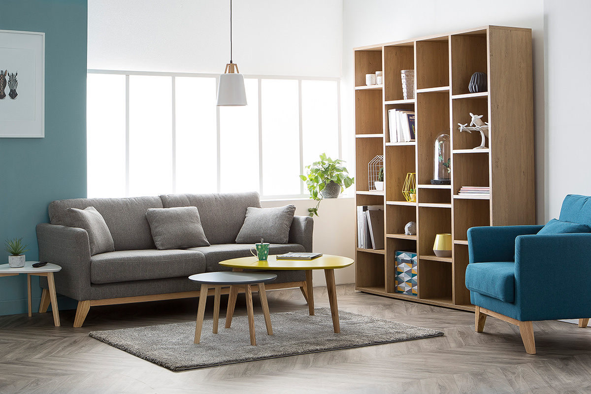 Design-Bcherregal Holz Wei RYTHM