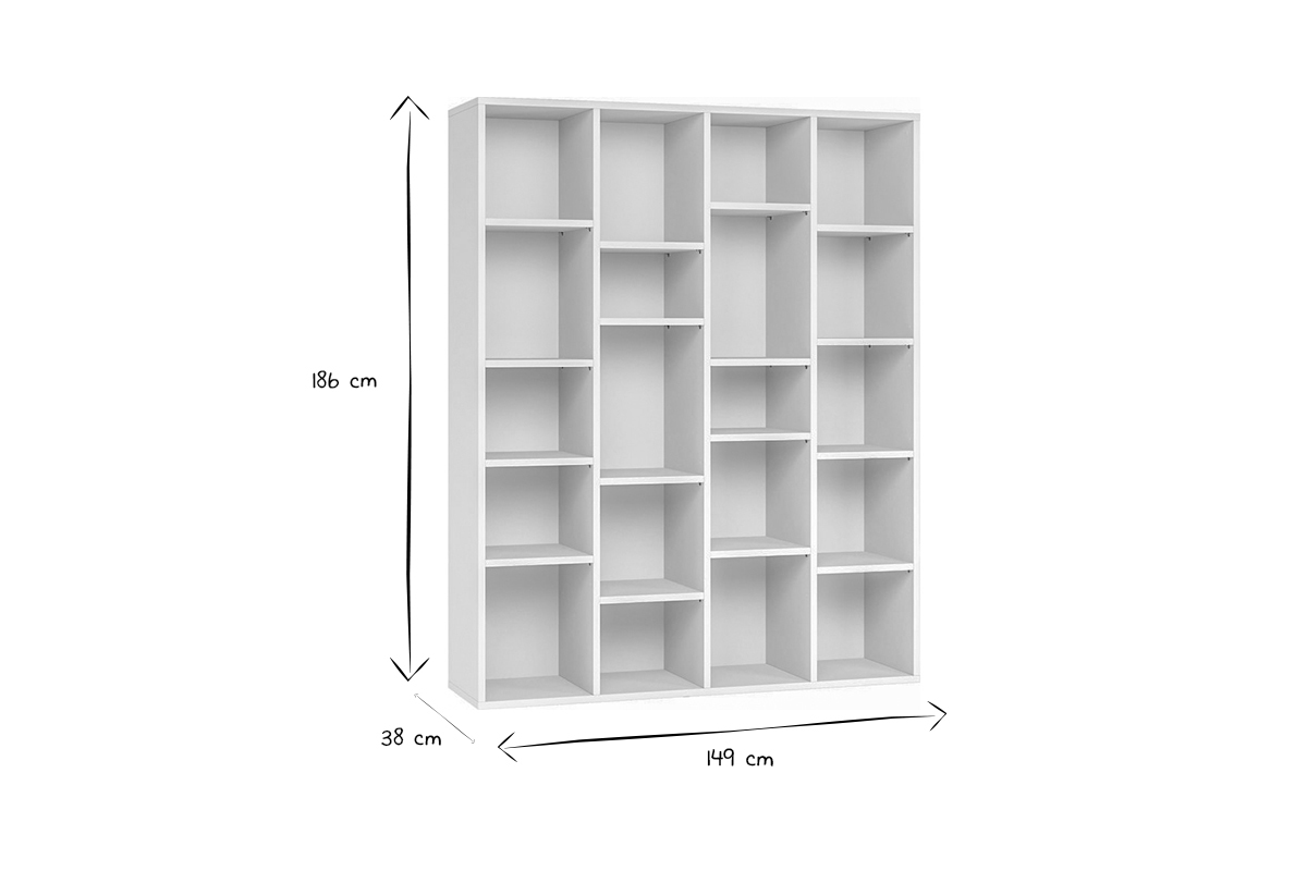 Design-Bcherregal Holz Wei RYTHM