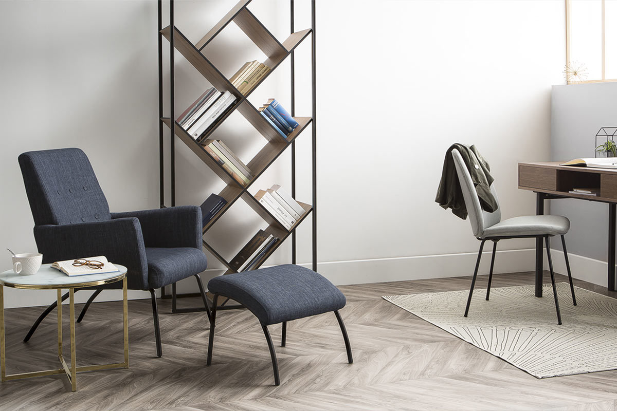 Design-B�cherregal MDF Holz und Metall schwarz TAULA