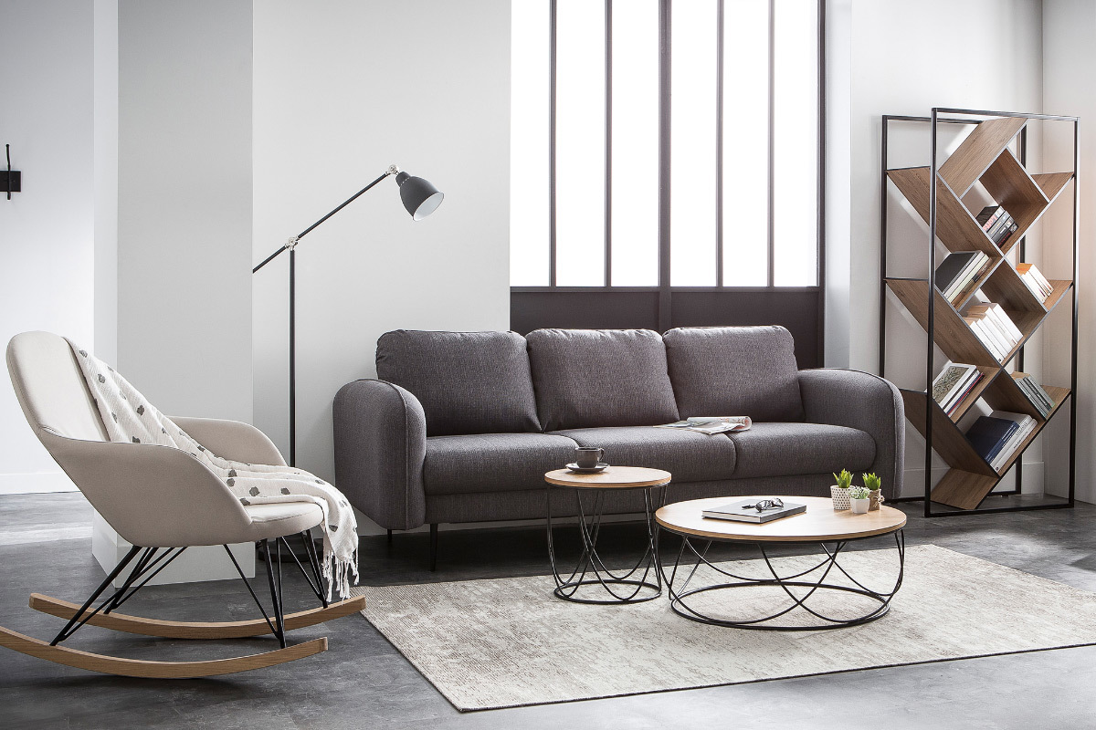 Design-B�cherregal MDF Holz und Metall schwarz TAULA