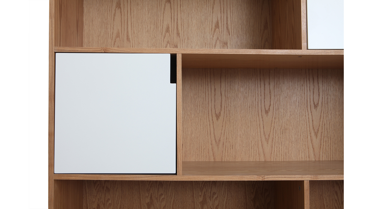 Design-Bücherregal mit weißen Türen Eiche INGRID