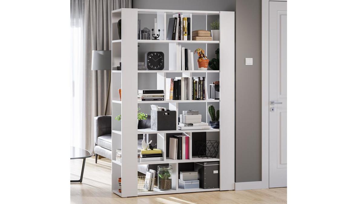 Design-Bücherregal und Raumteiler weiß B135 cm MUSSO