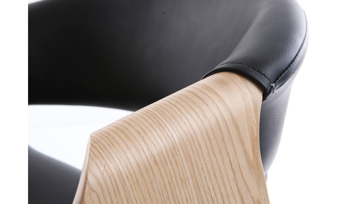 Design-Brosessel ARAMIS, schwarzes PU/helles Holz