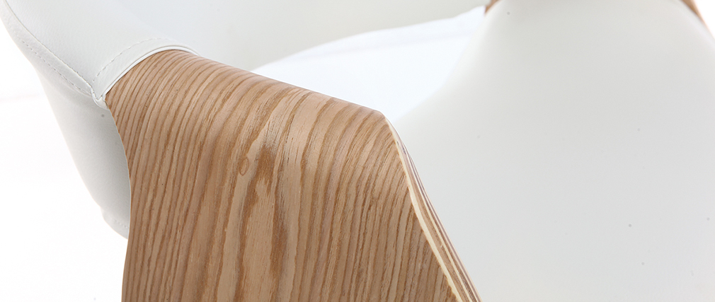 Design-Bürosessel ARAMIS, weißes PU/helles Holz