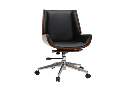 Design-Bürosessel dunkles Holz und Schwarz CURVED - Design-Bürosessel dunkles Holz und Schwarz CURVED