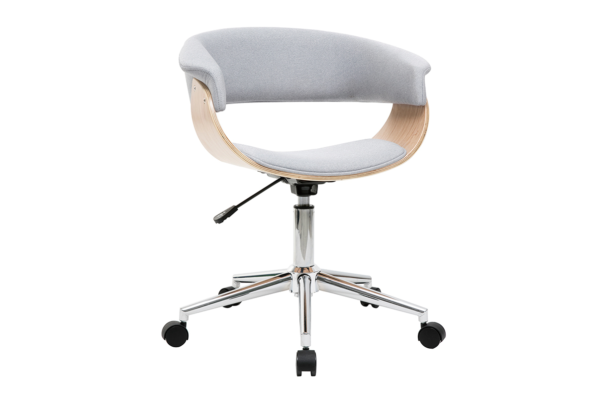 Design-Brosessel grauer Stoff und helles Holz OKTAV
