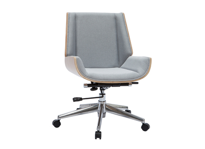 Design-Bürosessel helles Holz und PU hellgrauer CURVED