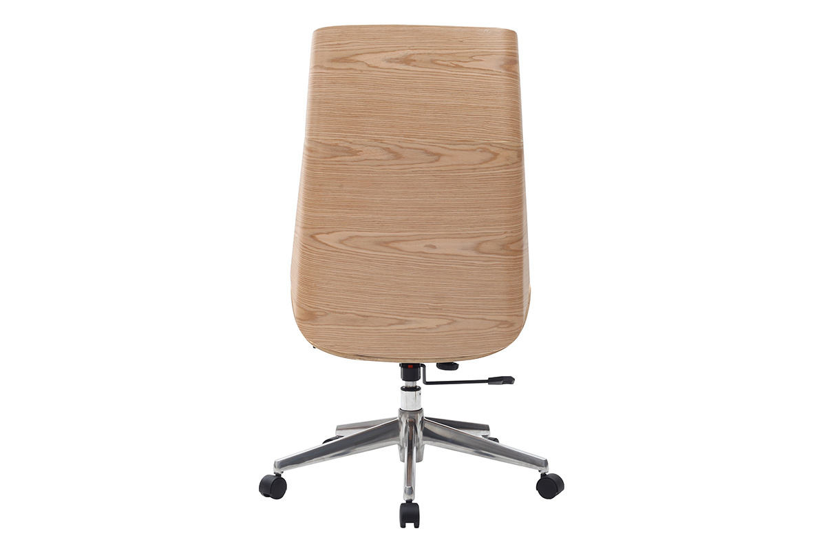 Design-Brosessel helles Holz und PU Wei CURVED