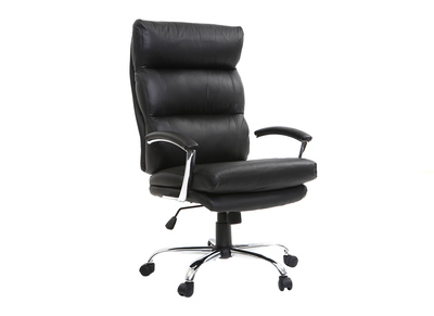 Design-Bürosessel Leder Schwarz TILIO - Design-Bürosessel Leder Schwarz TILIO