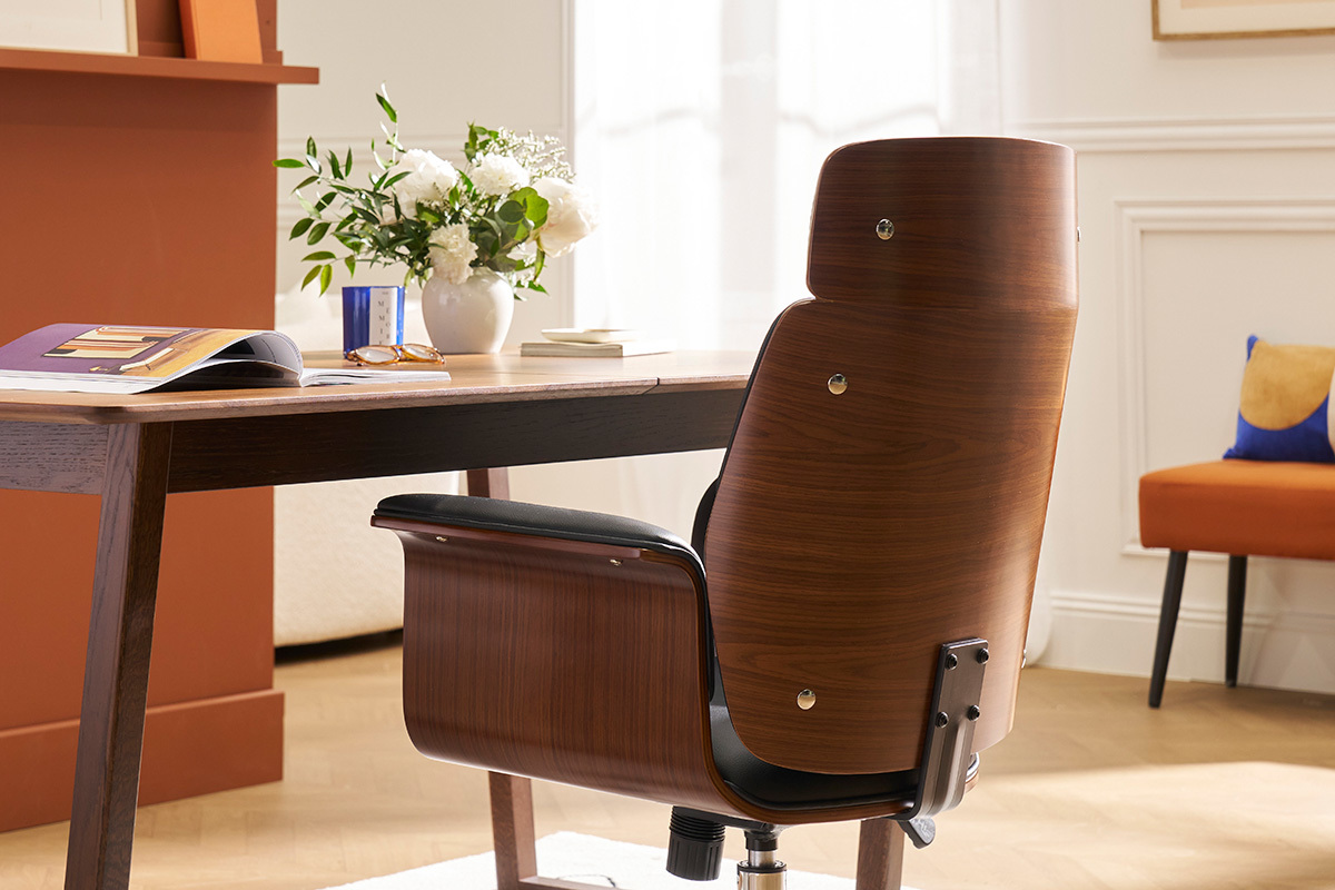 Design-Brosessel schwarz und dunkles Holz ELON