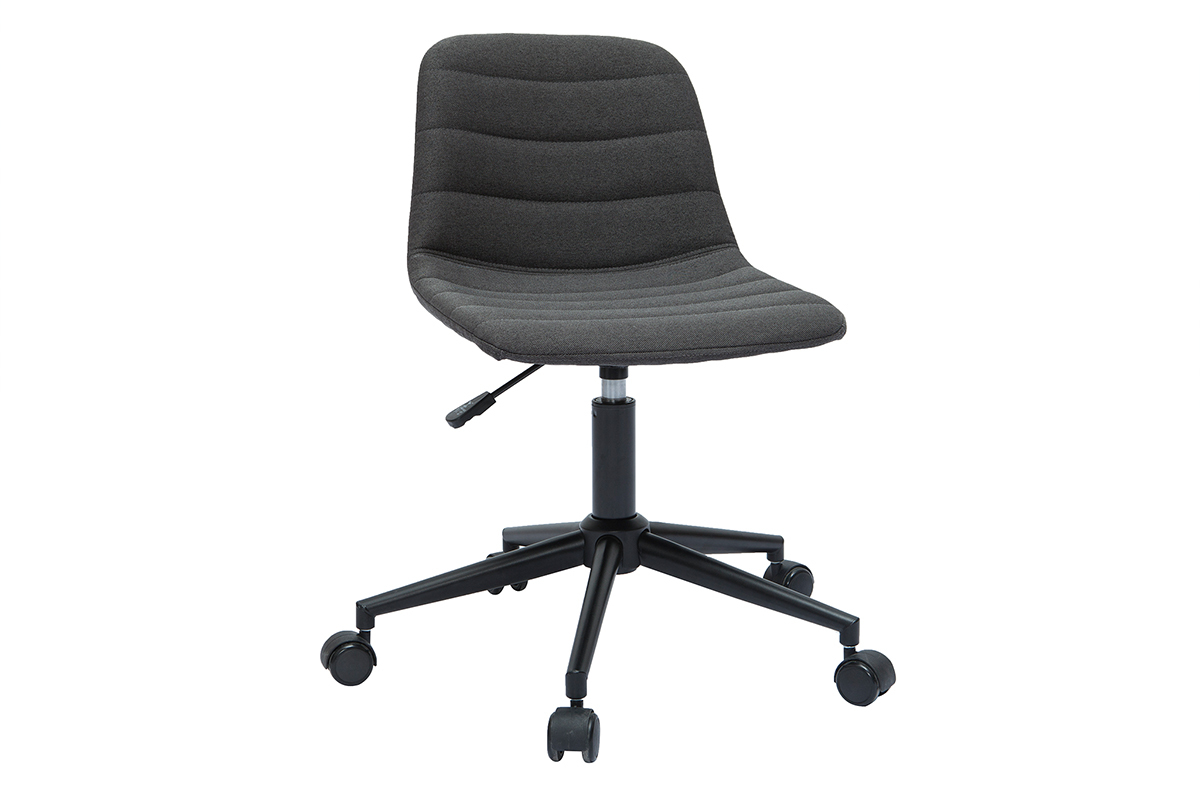 Design-Brostuhl anthrazitgrauer Stoff und schwarz lackiertes Metall SAURY