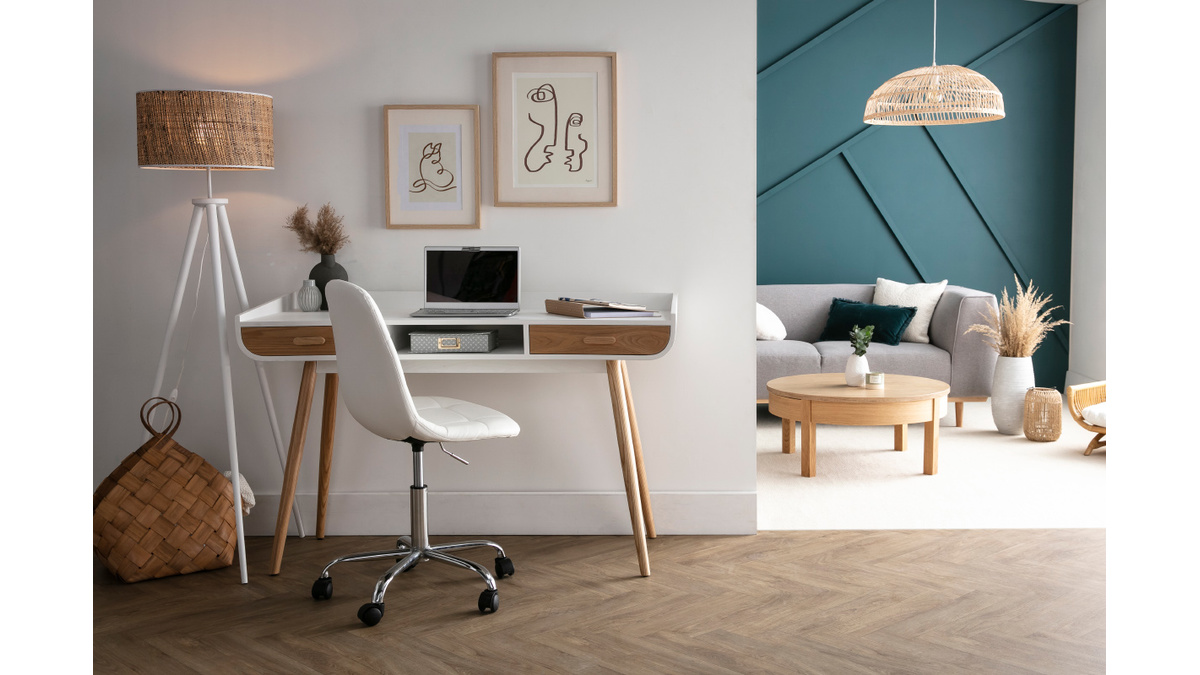 Design-Bürostuhl COX mit petrolblauem Stoff