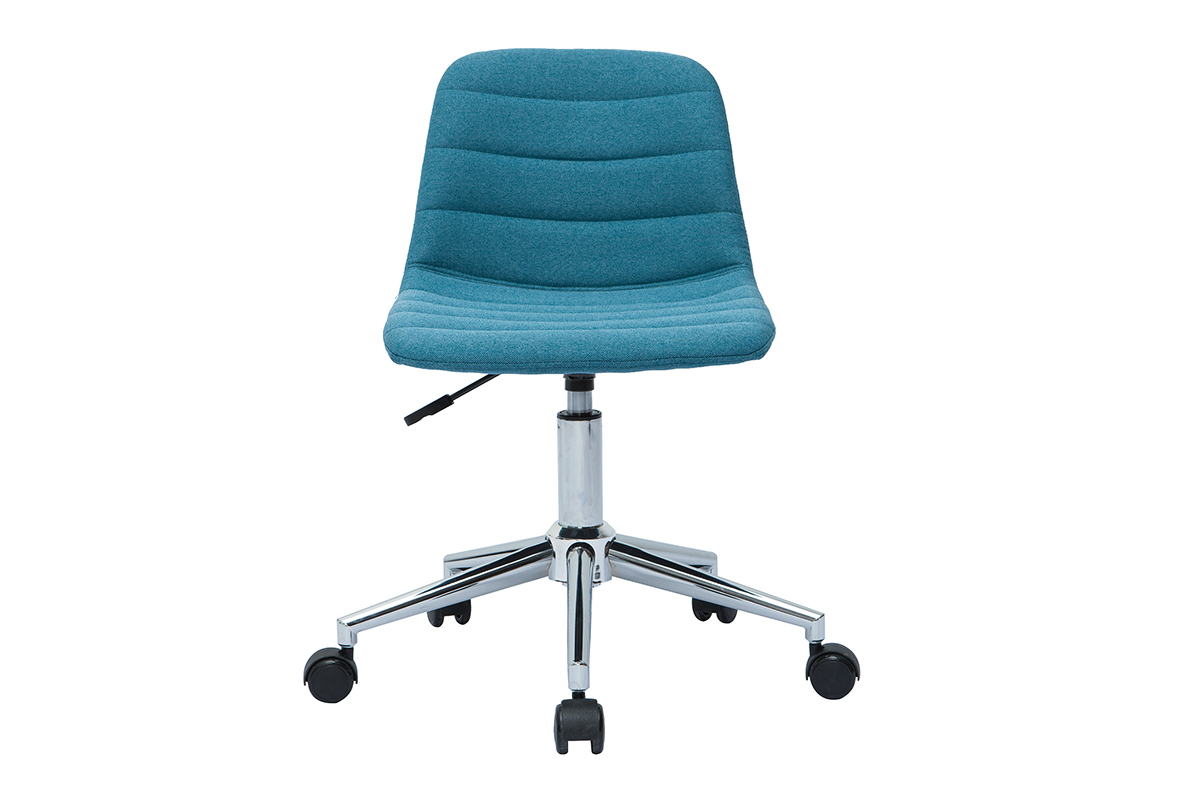 Design-Brostuhl entenblauer Stoff und verchromter Stahl SAURY