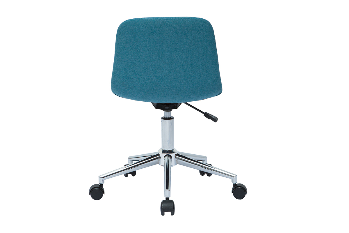 Design-Brostuhl entenblauer Stoff und verchromter Stahl SAURY
