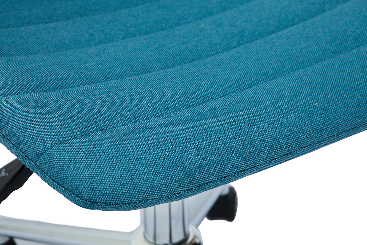 Design-Brostuhl entenblauer Stoff und verchromter Stahl SAURY