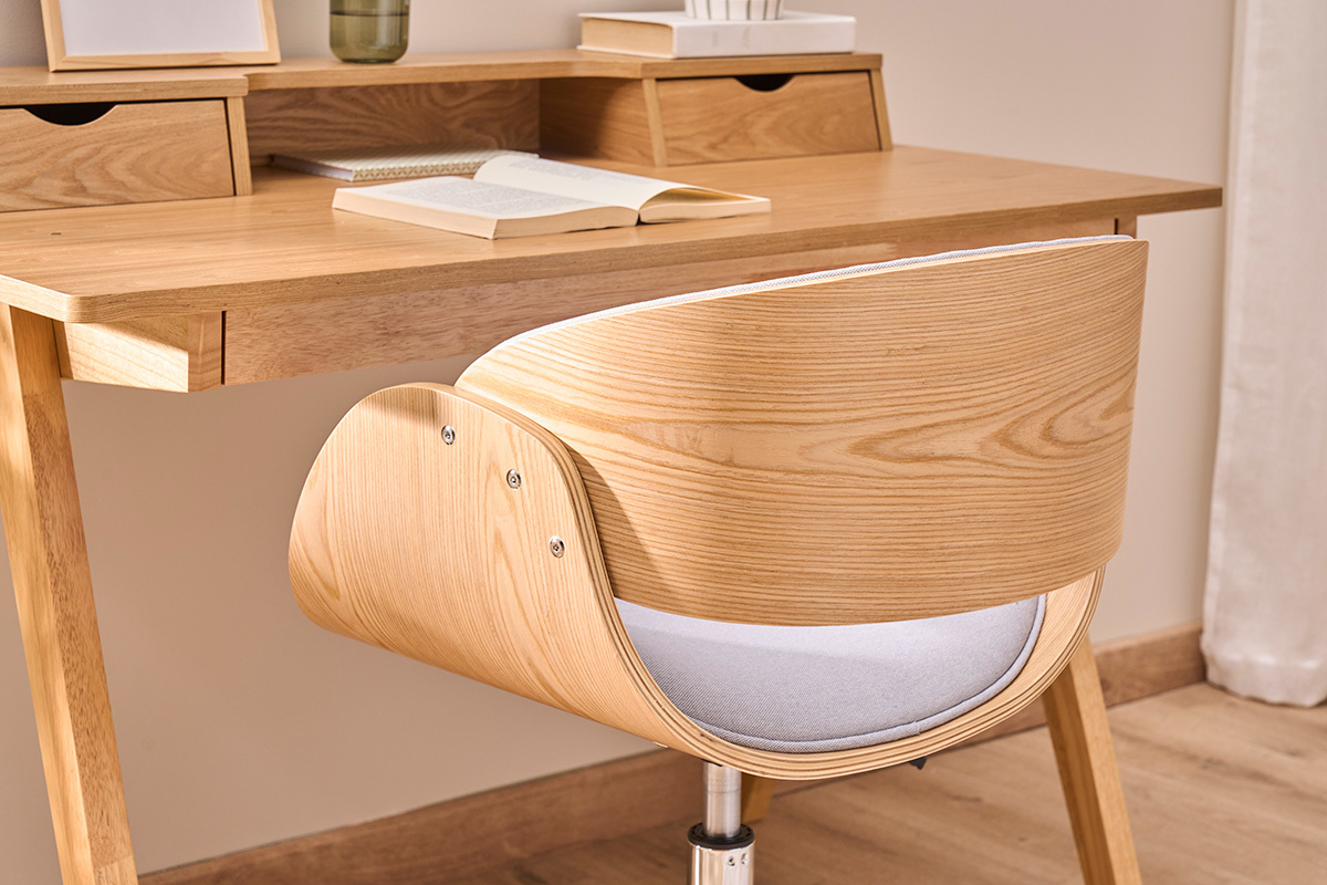 Design-Brostuhl Hellgrau / Helles Holz BENT