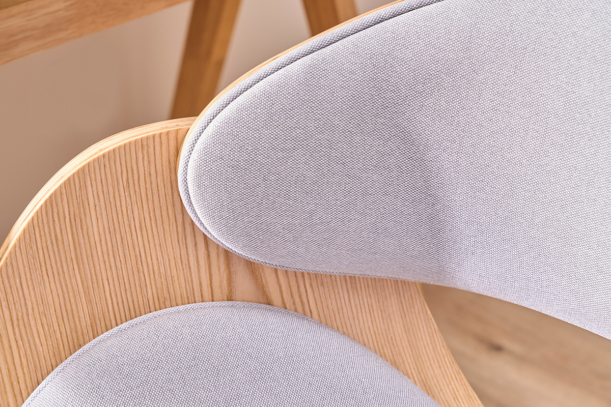 Design-Brostuhl Hellgrau / Helles Holz BENT