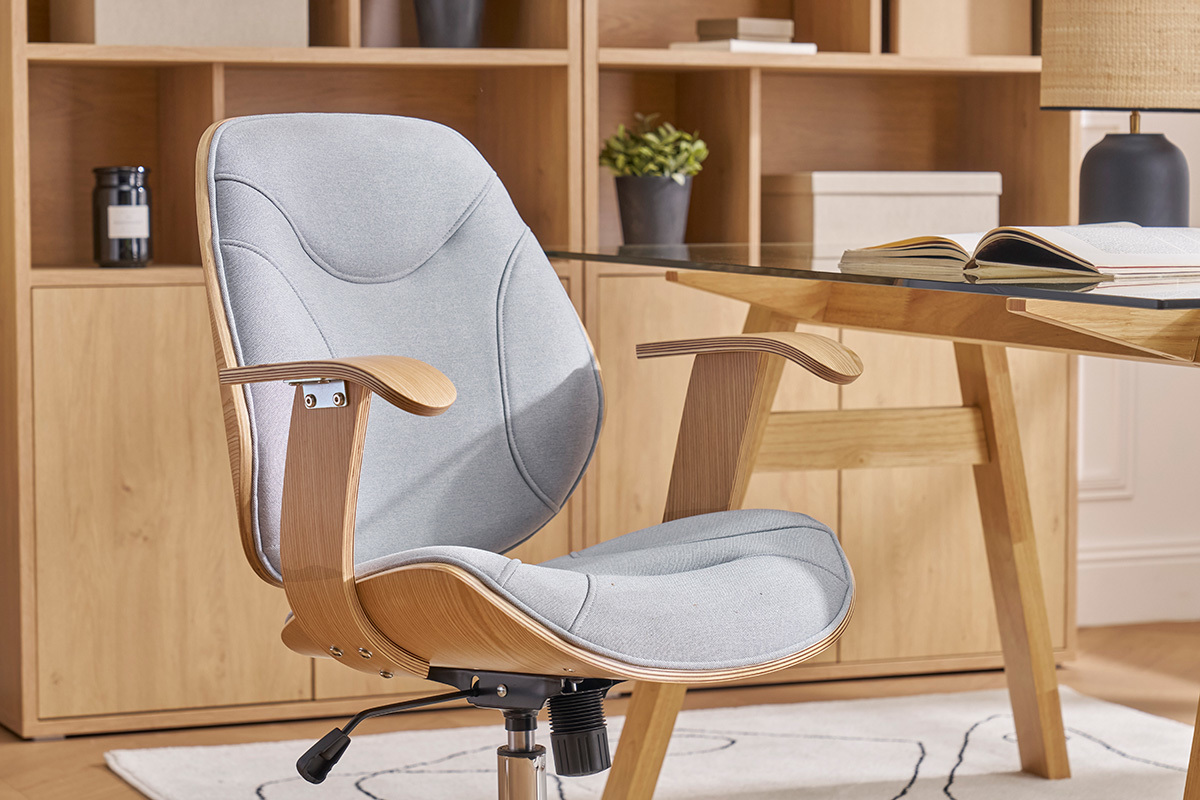 Design-Brostuhl hellgrauer Stoff YORKE