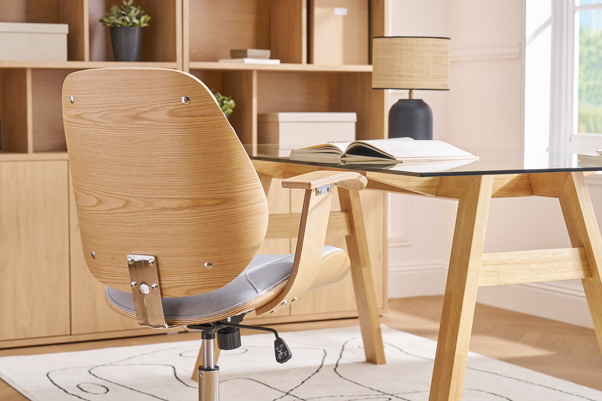 Design-Brostuhl hellgrauer Stoff YORKE