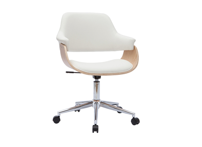 Design-Bürostuhl in Weiß mit hellem Holz HANSEN