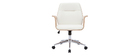Design-Bürostuhl in Weiß mit hellem Holz RUFIN