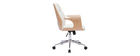 Design-Bürostuhl in Weiß mit hellem Holz RUFIN