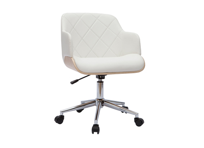 Design-Bürostuhl in Weiß mit hellem Holz SANDRO