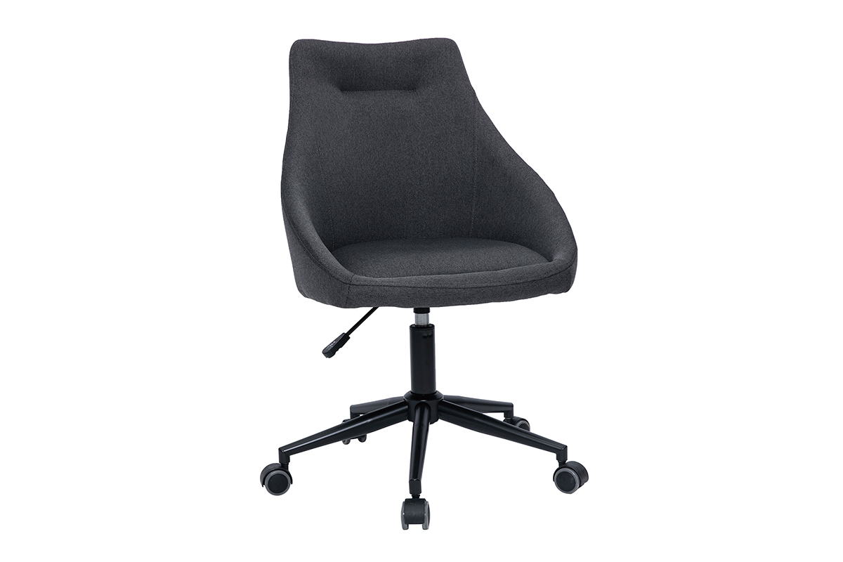 Design-Brostuhl mit dunkelgrauem Stoff und schwarzem Fukreuz BOOMER