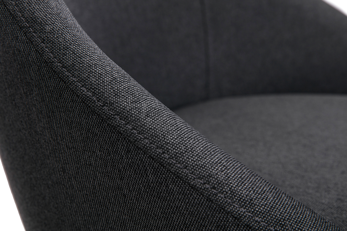 Design-Brostuhl mit dunkelgrauem Stoff und schwarzem Fukreuz BOOMER