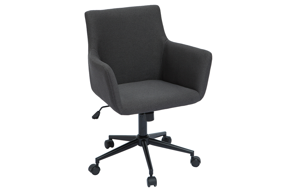 Design-Brostuhl mit Rollen aus anthrazitgrauem Stoff CARLIE
