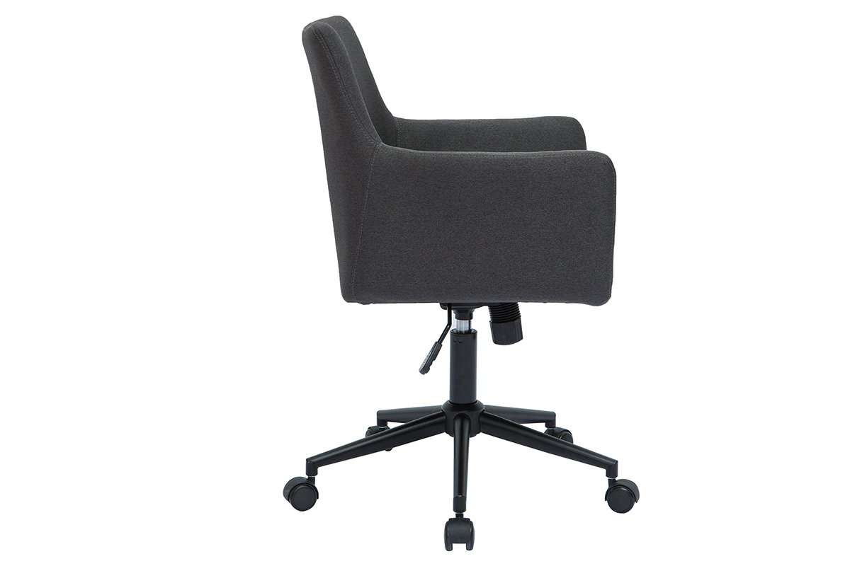 Design-Brostuhl mit Rollen aus anthrazitgrauem Stoff CARLIE